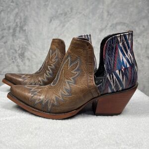 Ariat Women Sz 7B‎ Chimayo Dixon Western Boot Tan/New Mexico Navy Print